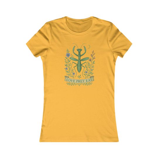 Discover Love Prey Eat Funny Feminist Misandrist Praying Mantis Botanical Crop Tee