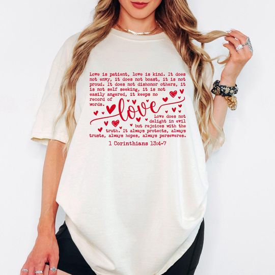 Discover Comfort Colors Christian Valentine Shirt, Love 1 Corinthians Graphic Tee