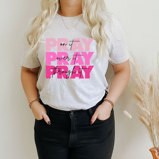 Discover Women's Pink Pray Graphic T-Shirt