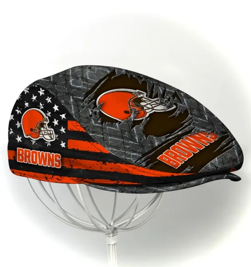 Discover Clevela*n Team Brown*s Jeff Cap NewsboyCap Flat Golf Driving Hat for Men