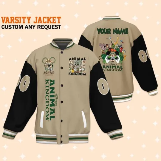 Personalized Mickey Mouse & Friends Safari Trip Animal Kingdom Baseball Jacket