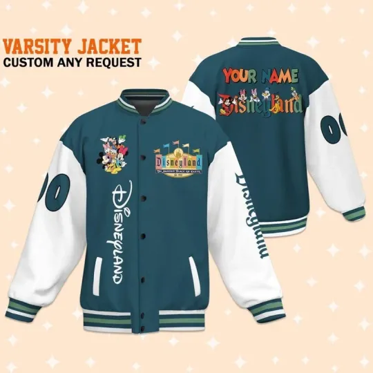 Discover Personalized Mickey & Friends The Happiest Place On Earth Baseball Jacket
