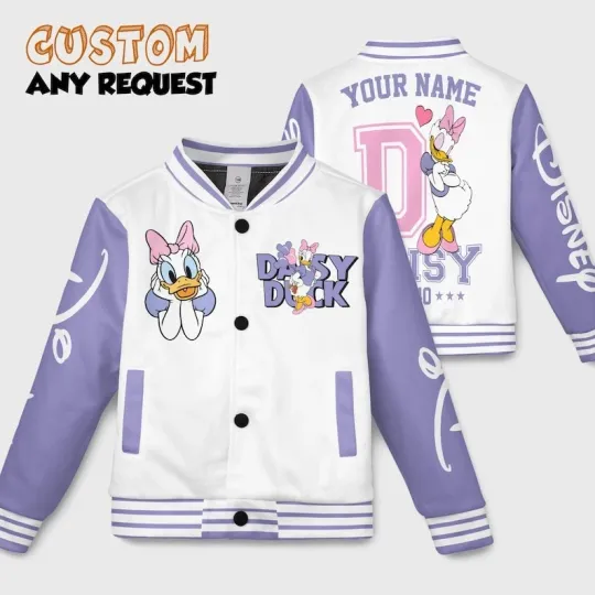 Personalized Adorable Daisy Duck Valentine Gift For Fan Baseball Jacket