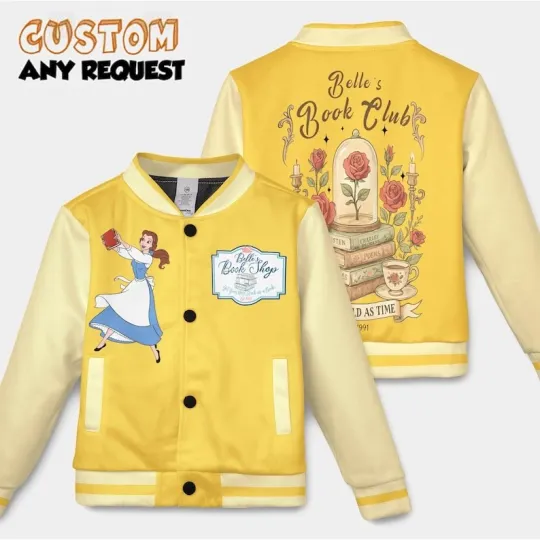 Retro Belle's Book Club Tale As Old As Time Beauty And The Beast Baseball Jacket