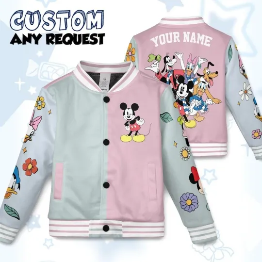 Discover Personalized Funny Mickey And Friends  Birthday Valentine Gift Baseball Jacket