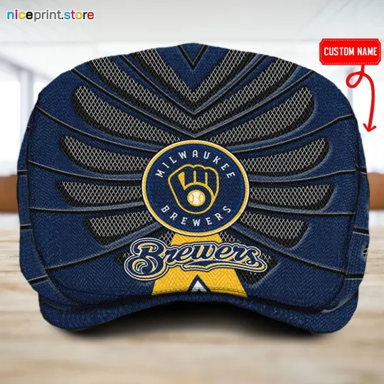 Discover Milwaukee Team Brewers Jeff Cap MLB Jeff Cap Driving Cap Golf Cap Flat Cap26