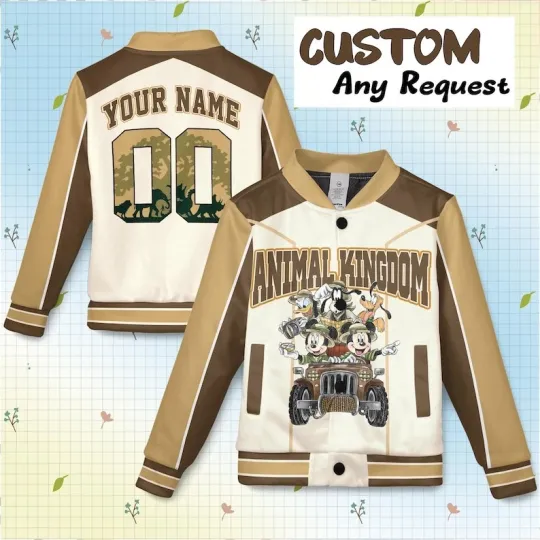 Personalized Mickey And Friends Animal Kingdom Safafi Trip Baseball Jacket