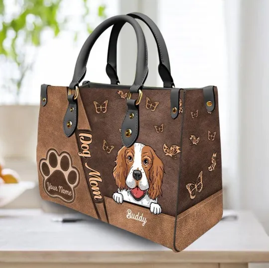 Discover Personalized Dog Mom Leather Handbag, Dog Leather Bag Gift