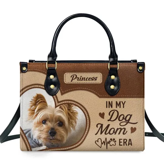Discover Personalized Dog Mom Era Heart Leather Handbag, Dog Leather Handbag Lover