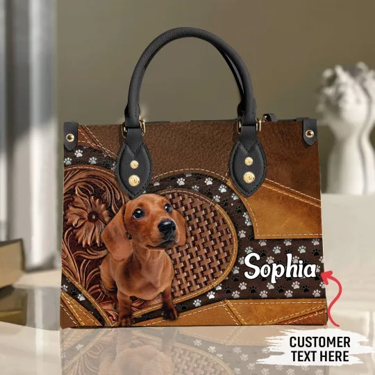 Discover Personalized Dachshund Leather Handbag, Dog Leather Bag Gift