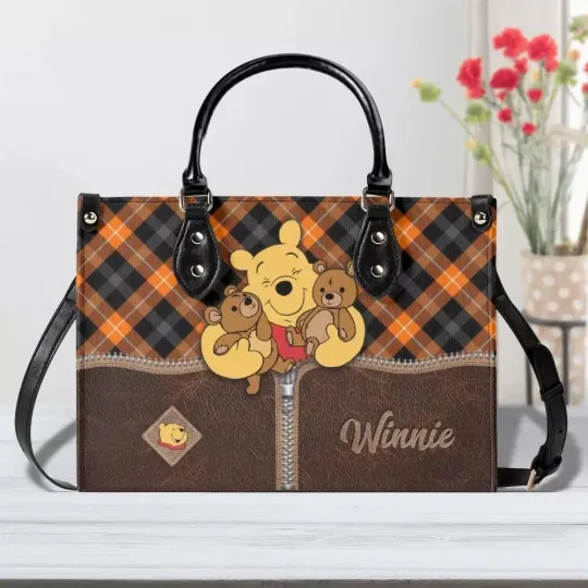 Discover Personalized Winnie the Pooh Leather Handbag, Women's Leather Bag Gift