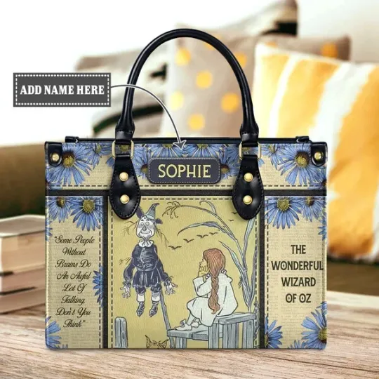 Personalized The Wonderful Wizard Of Oz Leather Handbag, Wizard Leather Bag Gift