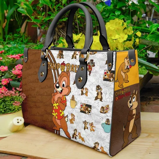 Personalized Chip ‘N Dale Leather Handbag, Chip Dale Leather Handbag Lover