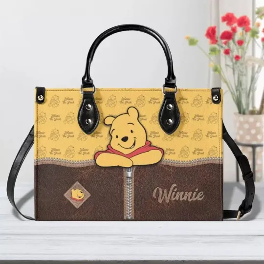 Discover Personalized Winnie the Pooh Leather Handbag, Women's Leather Bag Gift