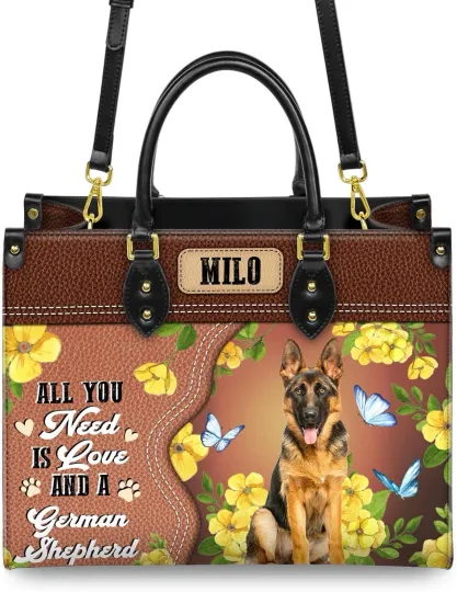 Discover Personalized German Shepherd Dog Leather Handbag, Dog Leather Handbag Lover