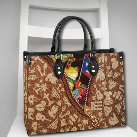 Discover Personalized Puerto Rico Leather Handbag, Puerto Rico Women's Leather Bag Gift