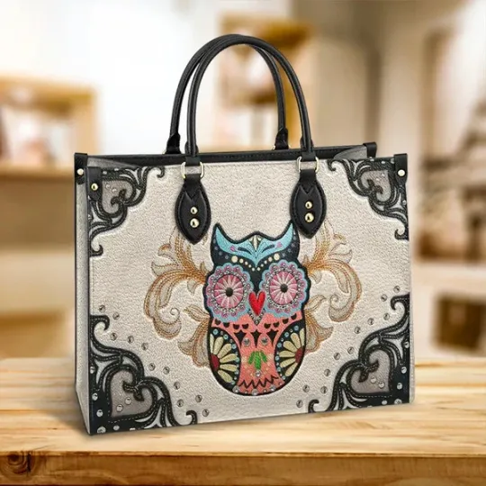Discover Personalized Cute Owl Leather Handbag, Funny Night Owl  Leather Handbag Lovers