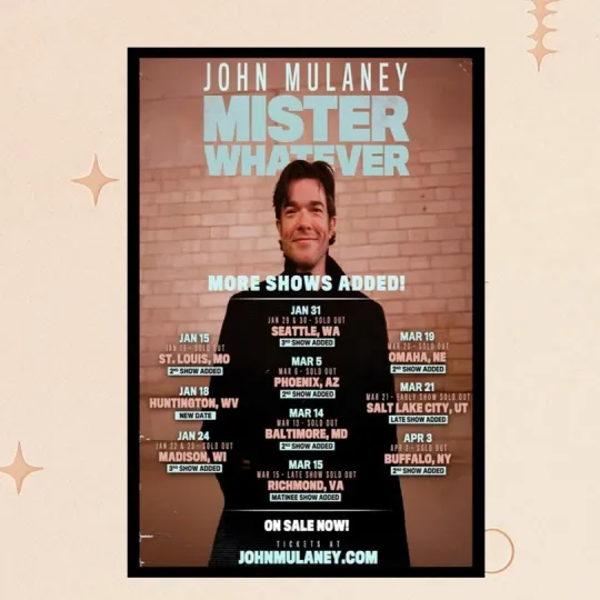 Discover John Mulaney Fall 2026 Tour Poster