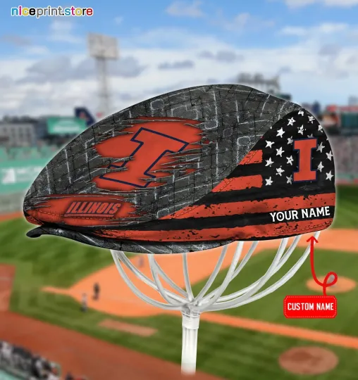 Discover Illinois Team Fighting Illini Jeff Cap Newsboy Cap Flat Cap Driving Cap 05