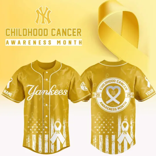 Custom Yankees x Childhood Cancer Awareness Jersey Gifts - All Size