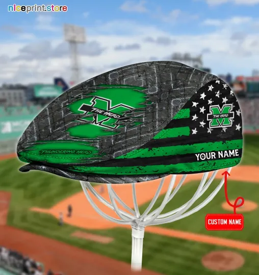 Discover Marshall Team Thundering Herd Jeff Cap Newsboy Cap Flat Golf Hat for Men