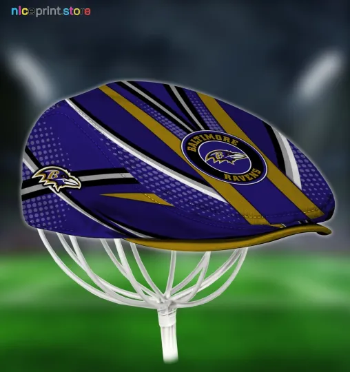 Discover Baltimore Team Raven*s Jeff Cap Newsboy Cap Flat Golf Driving Hat for Men