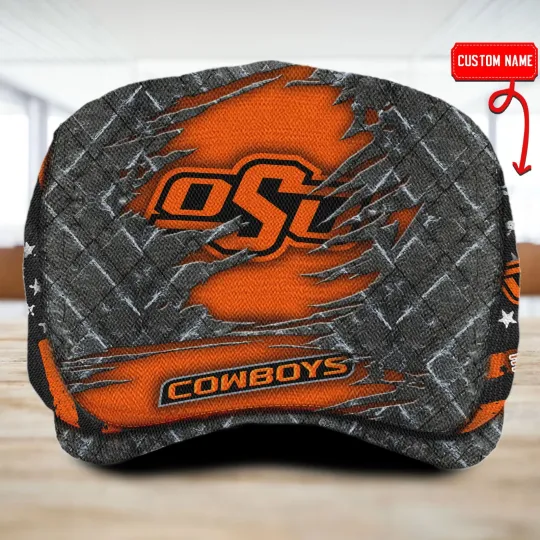 Discover Okla*homa*State Team Cowbo*ys Jeff Cap N*CAA Golf Cap Driving Cap Newsboy Cap