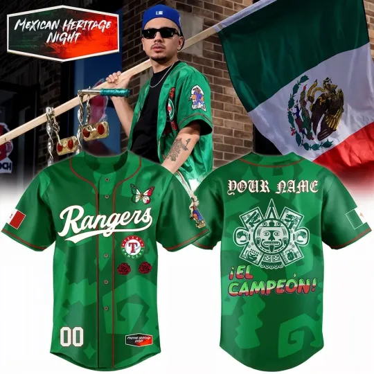 Discover Texxaas Rangerss Mexican American Heritage Night Custom Jersey