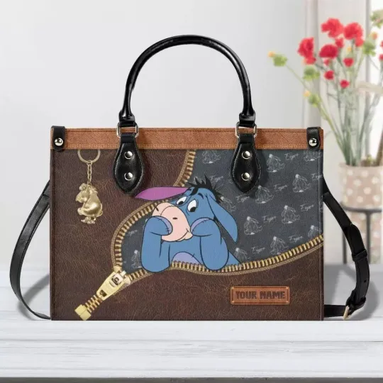 Discover Personalized Eeyore Leather Handbag, Eeyore Women's Leather Bag Gift