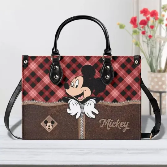 Discover Personalized Mickey Mouse Leather Handbag, Mickey Mouse Women's Leather Bag Gift