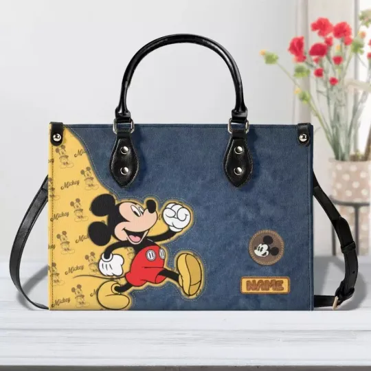 Discover Personalized Mickey Mouse Leather Handbag, Mickey Mouse Women's Leather Bag Gift