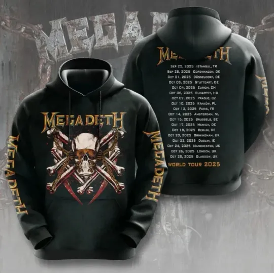 Discover Megadeth Heavy Metal Rock Band World Tour 3D Hoodie Gift
