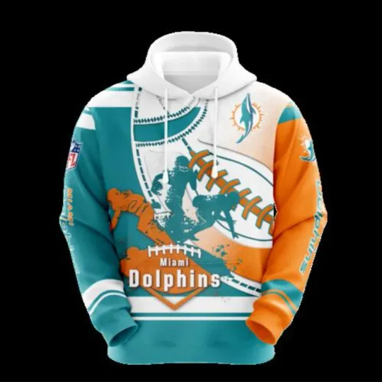 3D Printed Miami Dolphins Hoodie – Fan Gift