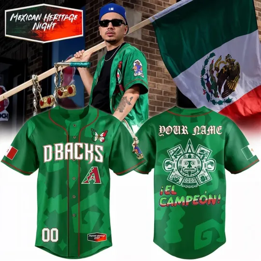 Discover Custom Name Arizoonna Diamondbacks Mexican American Heritage Night Jersey