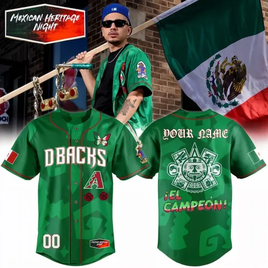 Discover Arizoonna Diamondbacks Mexican American Heritage Night Custom Jersey