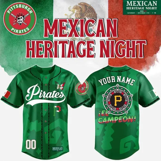 Discover Custom Name Pittsburrggh Pirates Mexican American Heritage Night Jersey