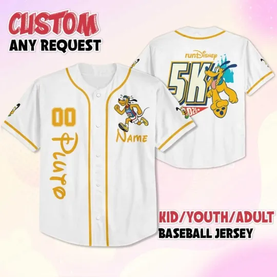 Discover Personalized Pluto Dog Run 5k 2026 Every Mile Is Magic Baseball Jersey Shirt