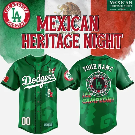 Custom Name Los Angealles Dodgers Mexican American Heritage Night Jersey