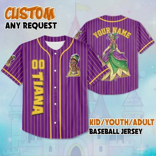 Discover Personalized Princess Tiana Mardi Gras New Orleans Baseball Jersey Shirt