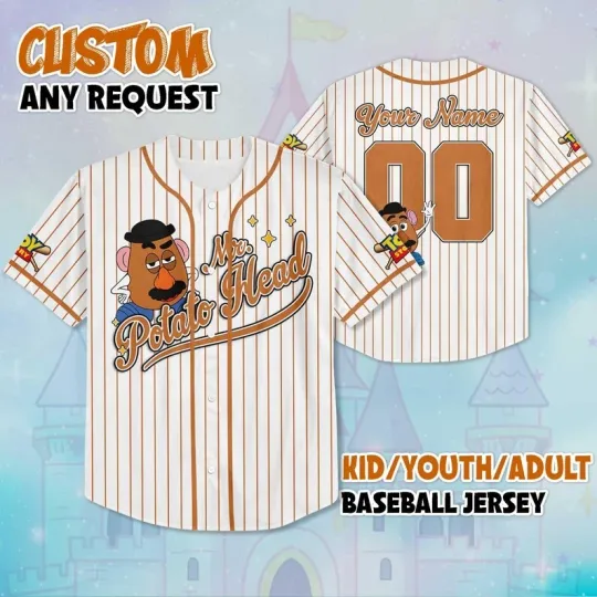 Discover Personalized Toy Story Mr Potato Head Simple Striped Baseball Jersey Shirt