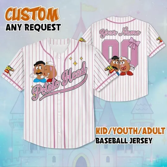 Personalized Toy Story Mr & Mrs Potato Head Valentine Gift Baseball Jersey Shirt