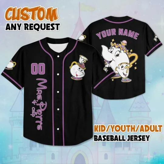 Discover Personalized Mrs. Potts & Chip Baseball Jersey Shirt