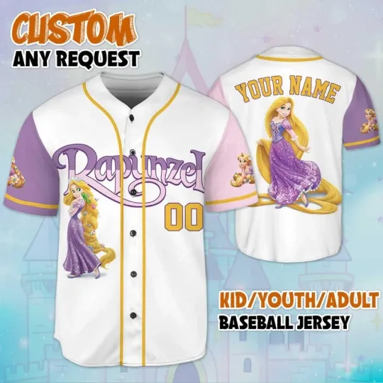 Discover Personalized Tangled Rapunzel Long Haired Princess Fans Baseball Jersey Shirt
