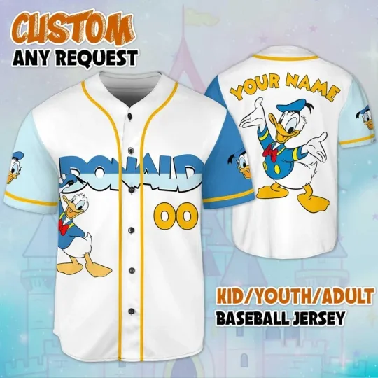 Discover Custom Funny Donald Duck Gift For Fan Mickey & Friends Baseball Jersey Shirt