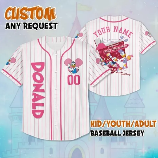 Discover Personalized Donald & Daisy Duck Half Maraton Valentine Baseball Jersey Shirt