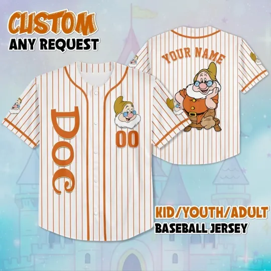 Discover Personalized Doc Dwarf Snow White And 7 Dwarfs Striped Baseball Jersey Shirt