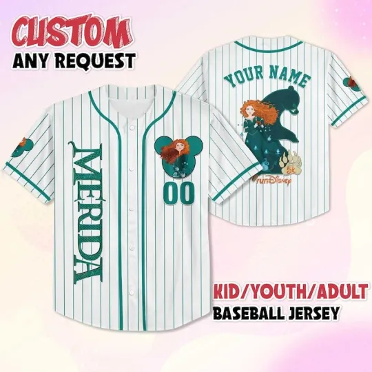Discover Personalized Princess Merida Run Brave Valentine Gift Baseball Jersey Shirt