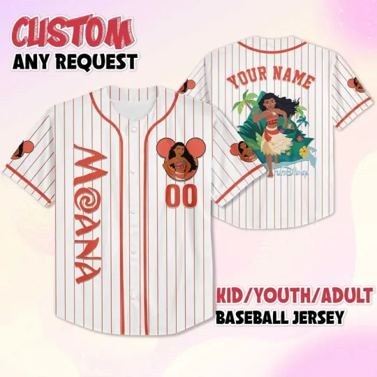 Discover Personalized Princess Moana Run Gift For Fan Striped Baseball Jersey Shirt