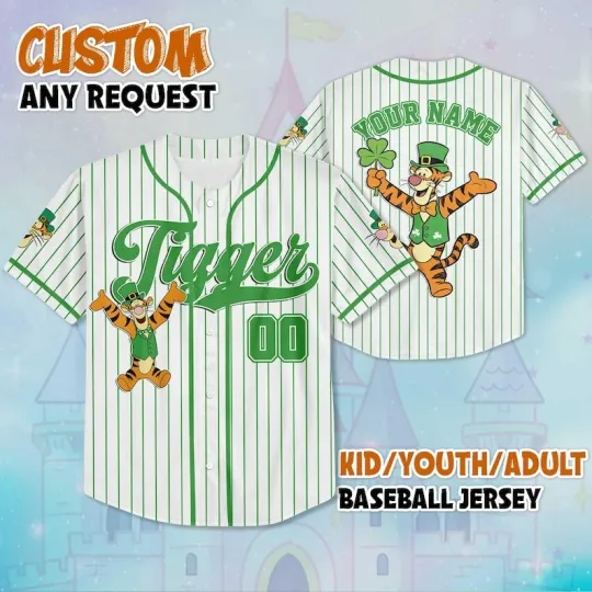 Discover Personalized Tigger Irish Shamrocks Happy St. Patricks Day Baseball Jersey Shirt