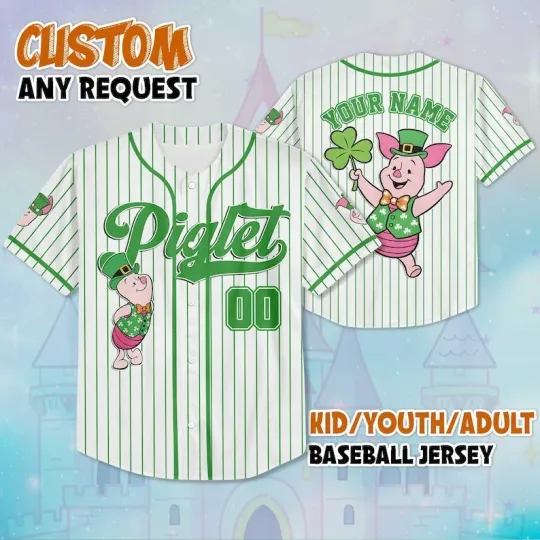 Discover Personalized Piglet Irish Shamrocks Happy St. Patricks Day Baseball Jersey Shirt